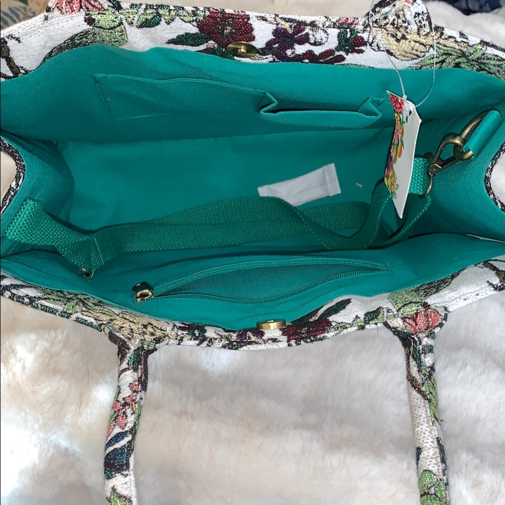 A&B LIMITED ADDITION BAG✨ NEWBeautiful BeadedSafari Tote Bag with Tropical Print - Picture 5 of 11